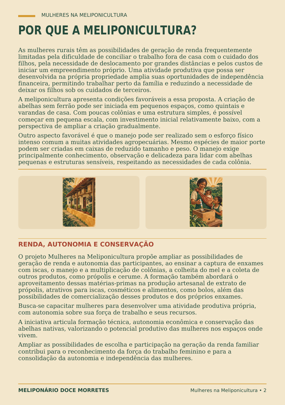 Por que a meliponicultura: possibilidades para mulheres rurais, manejo de abelhas sem ferrão, renda, autonomia e conservação.